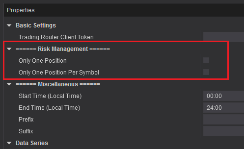 Trading Router NinjaTrader 8 settings for only one position