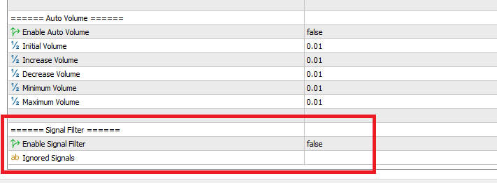 Signal Filter Settings on Trading Router MT4/5 EA